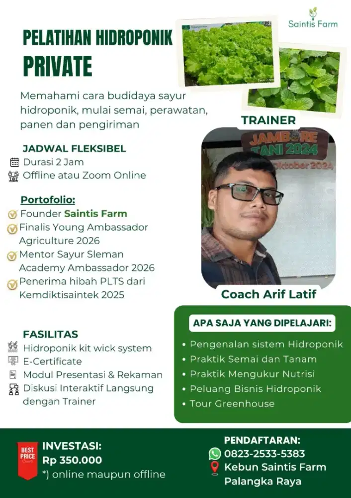 Pelatihan hidroponik privat