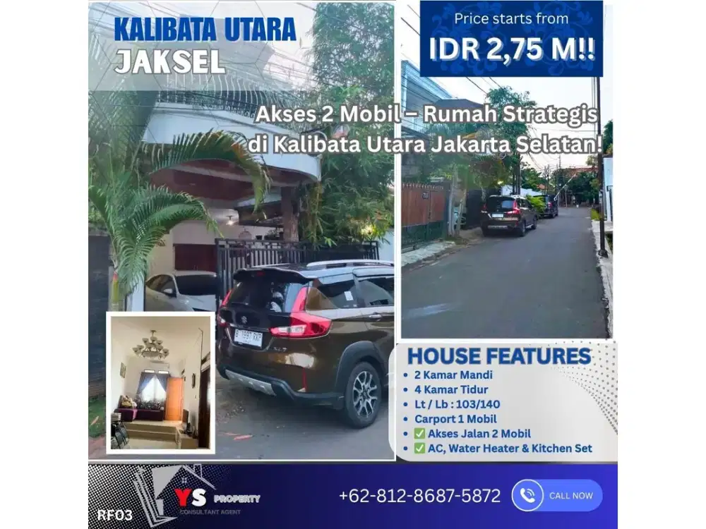 Akses 2 Mobil – Rumah Strategis di Kalibata Utara Jakarta Selatan! RF03