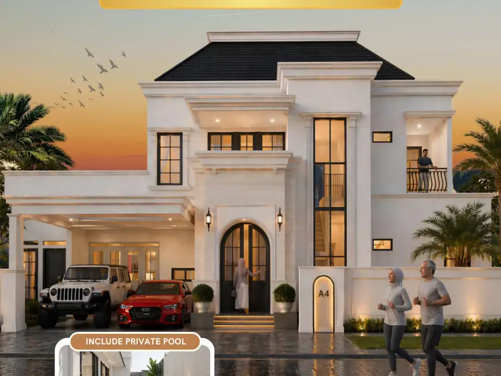 Jarang Ada! Rumah 2 Lantai Konsep American Style di Godean, Dilengkapi Kolam Renang Pribadi & SHM Pecah.