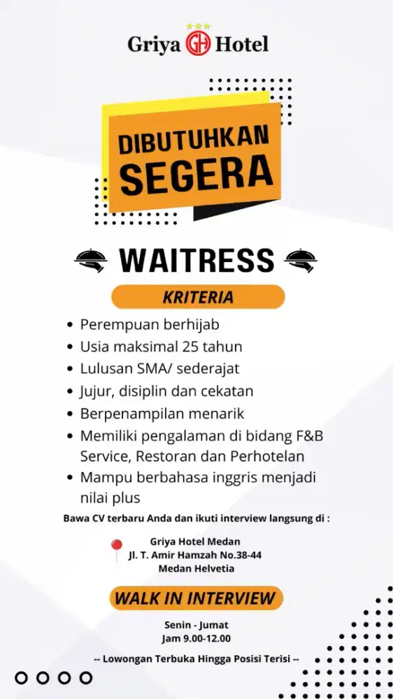Lowongan pekerjaan WAITERS