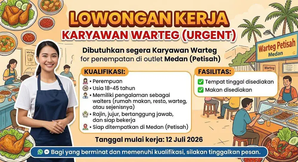 LOWONGAN KERJA KARYAWAN WARTEG (URGENT)