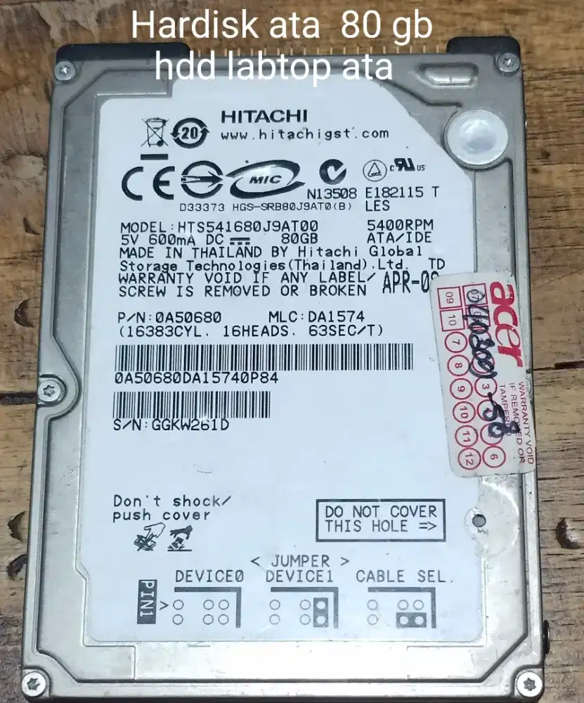 Hardisk labtop  80 GB