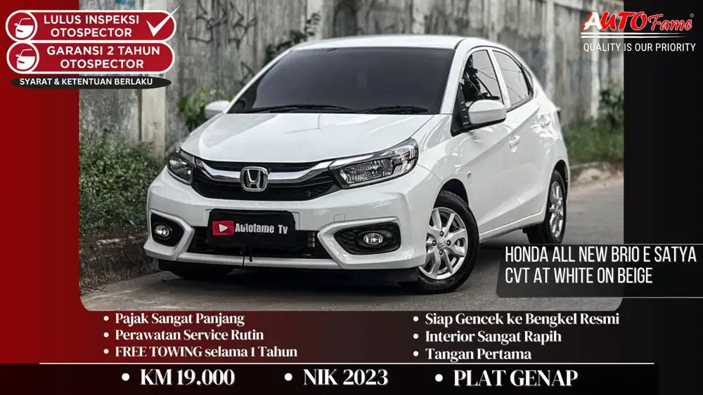 KM19RB Honda All New Brio E Satya CVT AT White On Beige NIK 2023 Tgn
