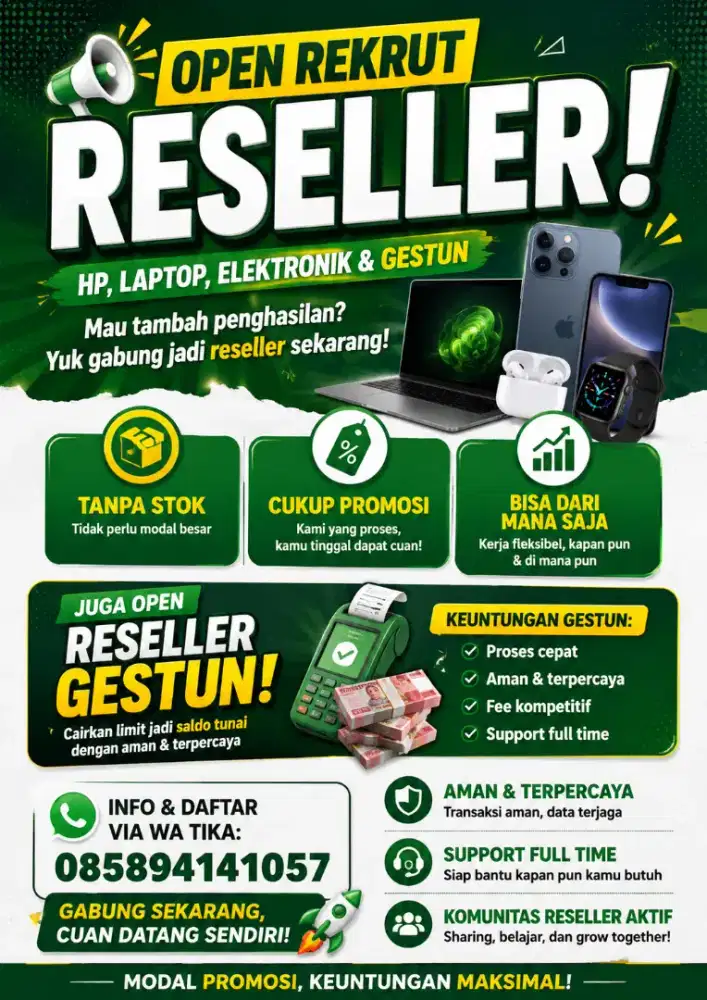 OPEN REKRUT RESELLER HP & GESTUN!
