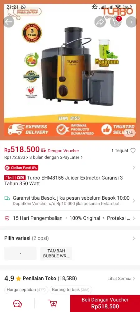 Juicer turbo EHM8155
