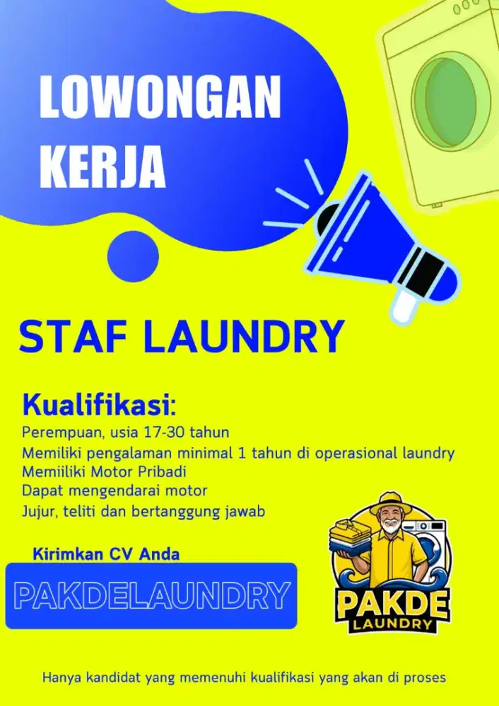 LOWONGAN KRU PAKDE LAUNDRY