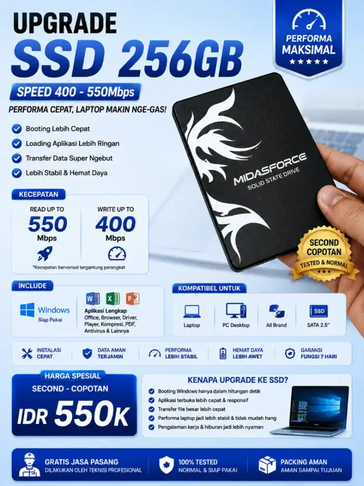 SSD SATA 256GB - UPGRADE INCLUDE OS