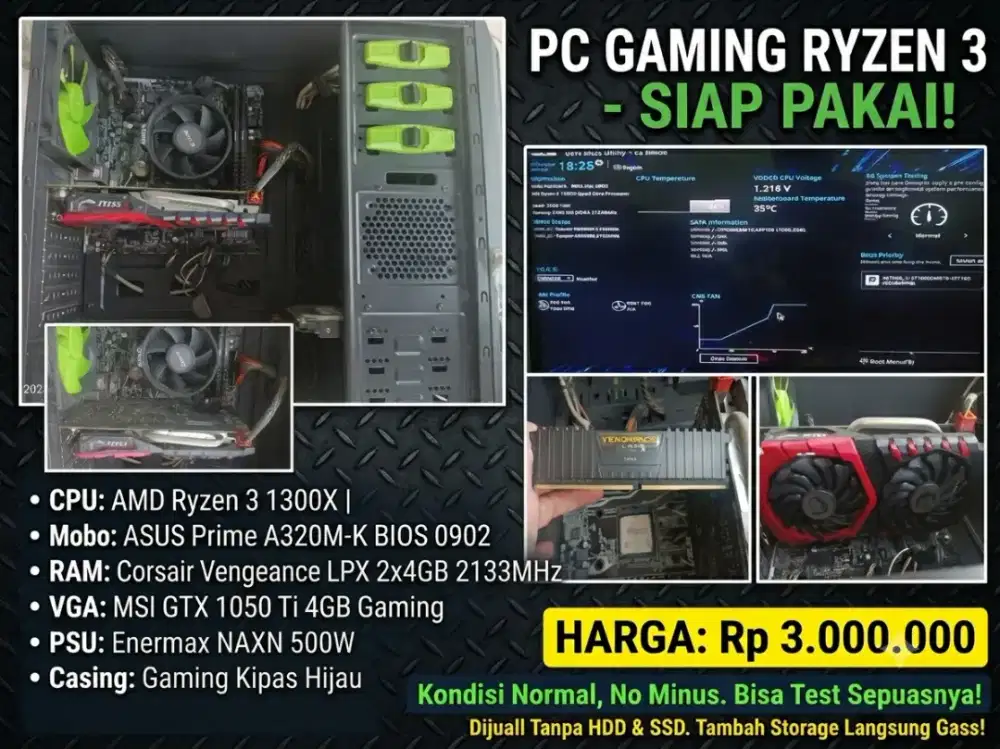 PC Gaming Ryzen 3 1300X GTX 1050 Ti 8GB