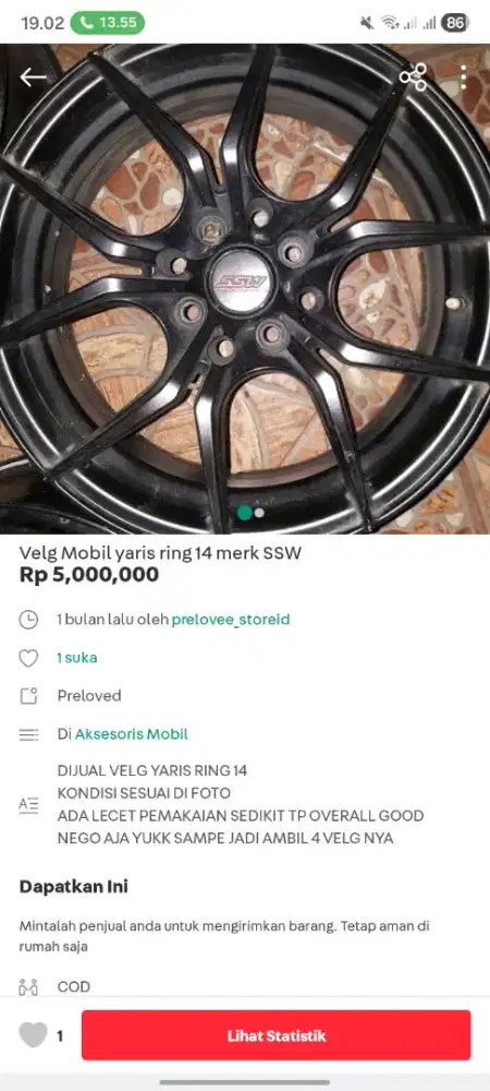 VELG SSW RING 14 FOR YARIS 2013-2014