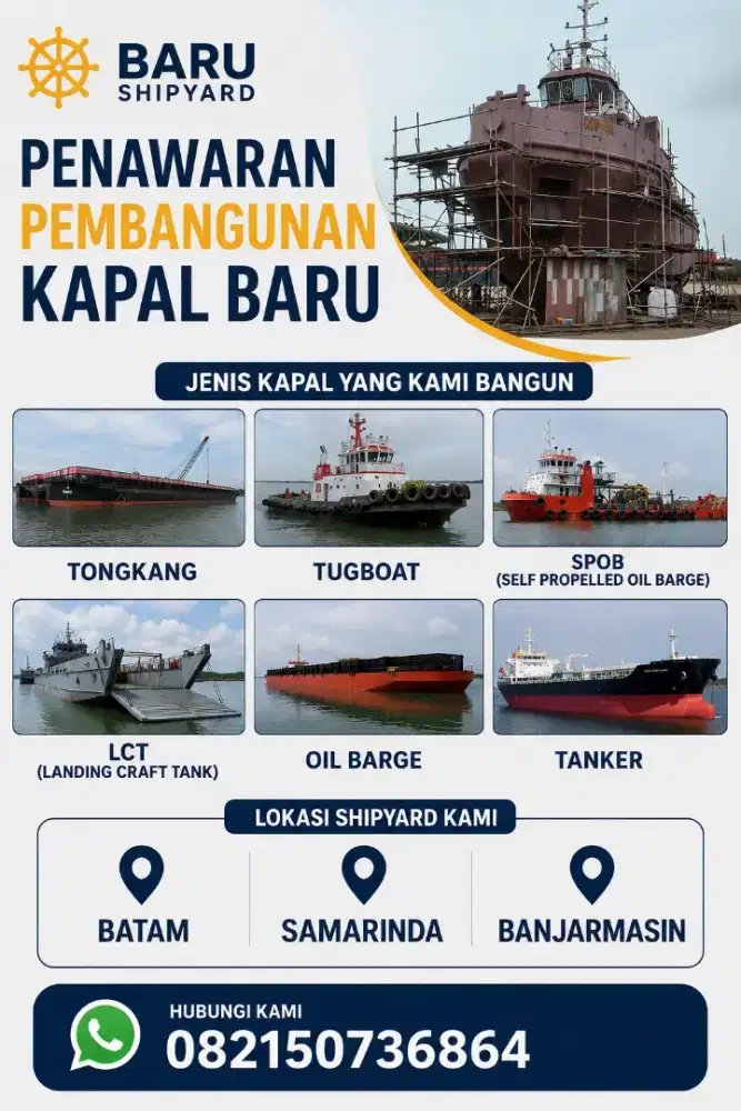 Bangun Kapal Baru Shipyard Building Tongkang,Tugboat,Spob,LCT, Barge