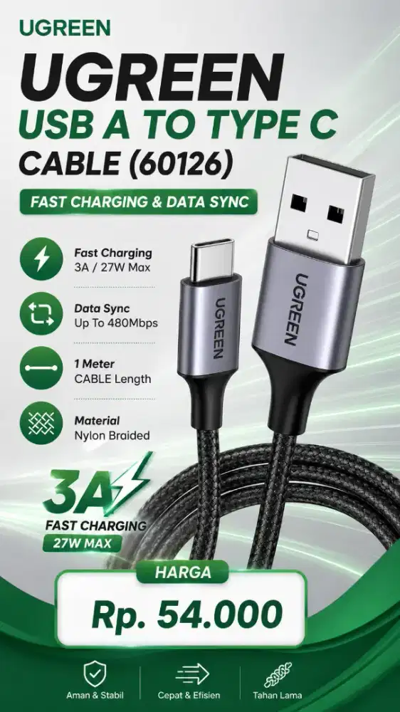UGREEN USB A TO TYPE C CABLE (60126)