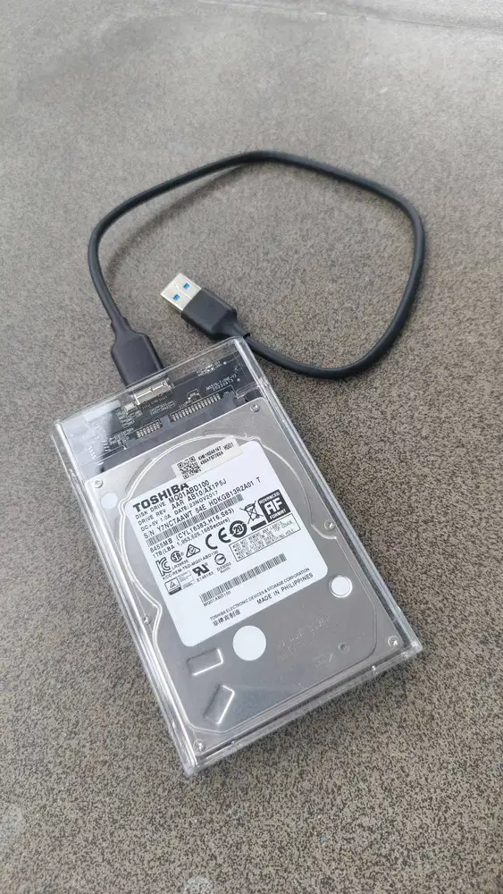 Hardisk HDD Eksternal 1TB Toshiba 2,5 Inch 100% Original Casing Baru