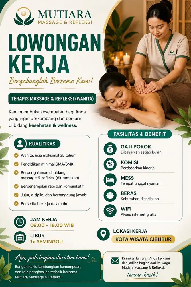 Lowongan Terapis Massage dan Refleksi