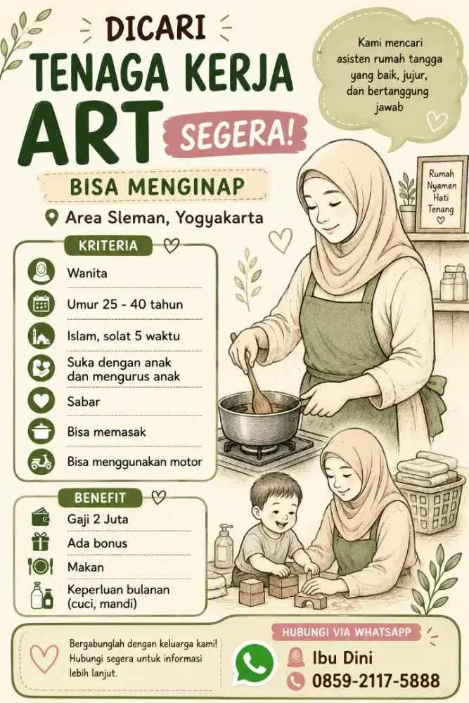 Di Cari ART Bisa Menginap