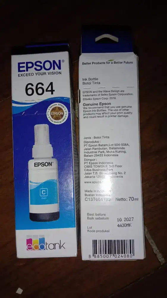 Jual tinta printer Epson 664