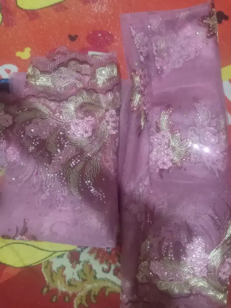 Gamis brokat bunga warna pink