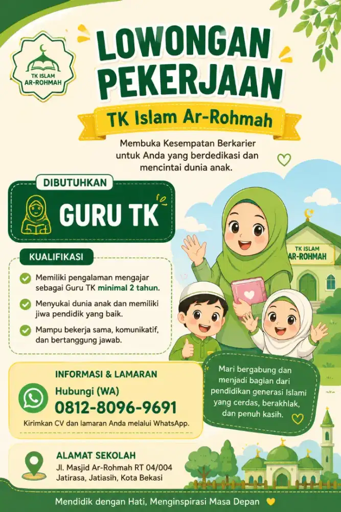 Dibutuhkan Guru TK