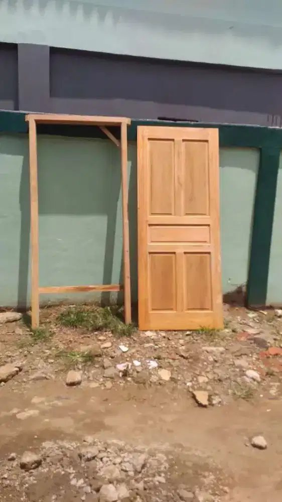 Pintu ples kusen kayu jati