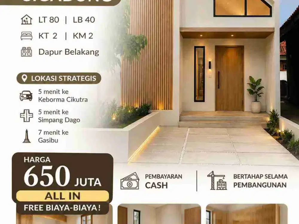 Jual Rumah Baru 1 Lantai Termurah Dago Cigadung Timur Bandung
