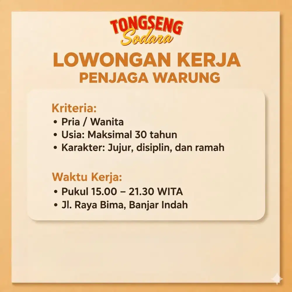 Lowongan kerja - penjaga warung