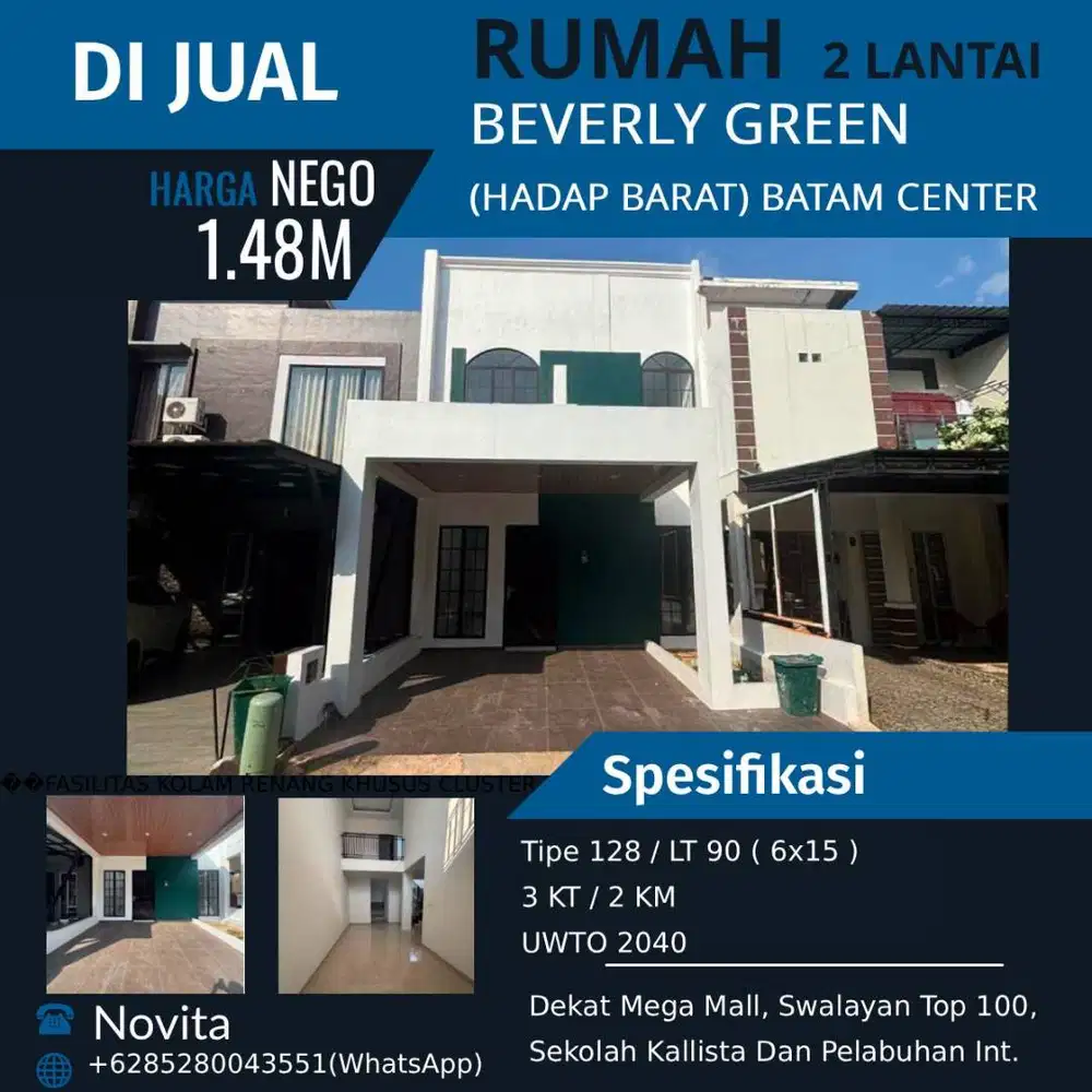 Rumah 2 Lantai Siap Huni Beverly Green Batam Center