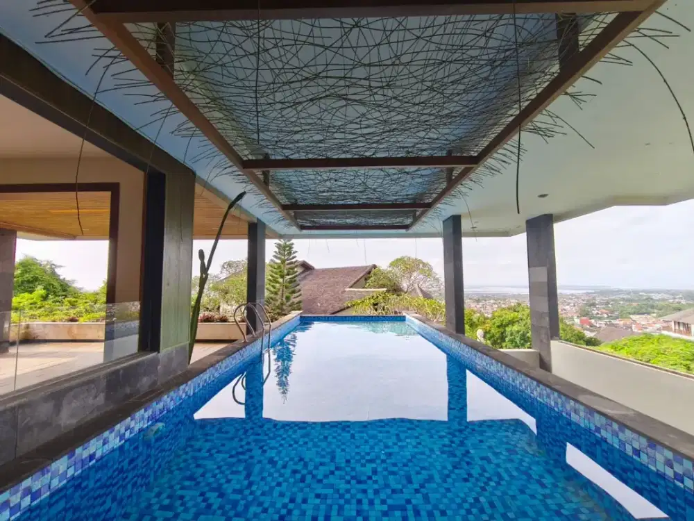 For Sale & Lease Monthly or Yearly Luxury Modern Villa With Big Stunning Pool And Sea View 3 Floor In Goa Gong, Jimbaran.