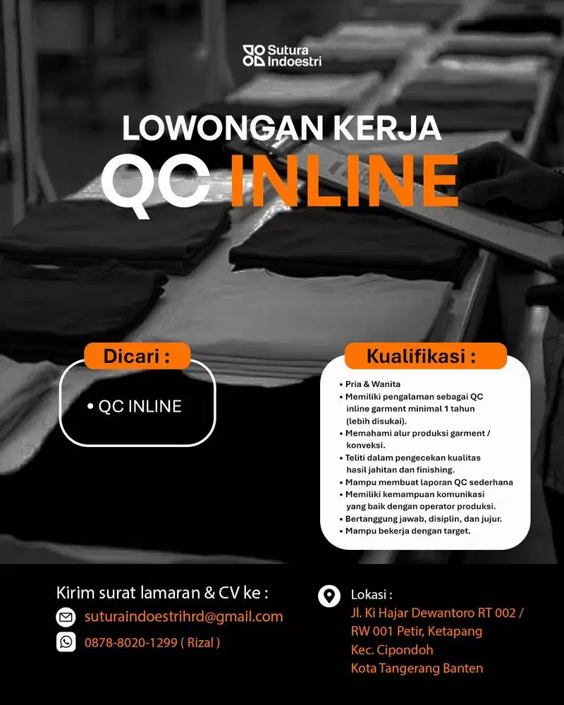 Dibutuhkan QC INLINE