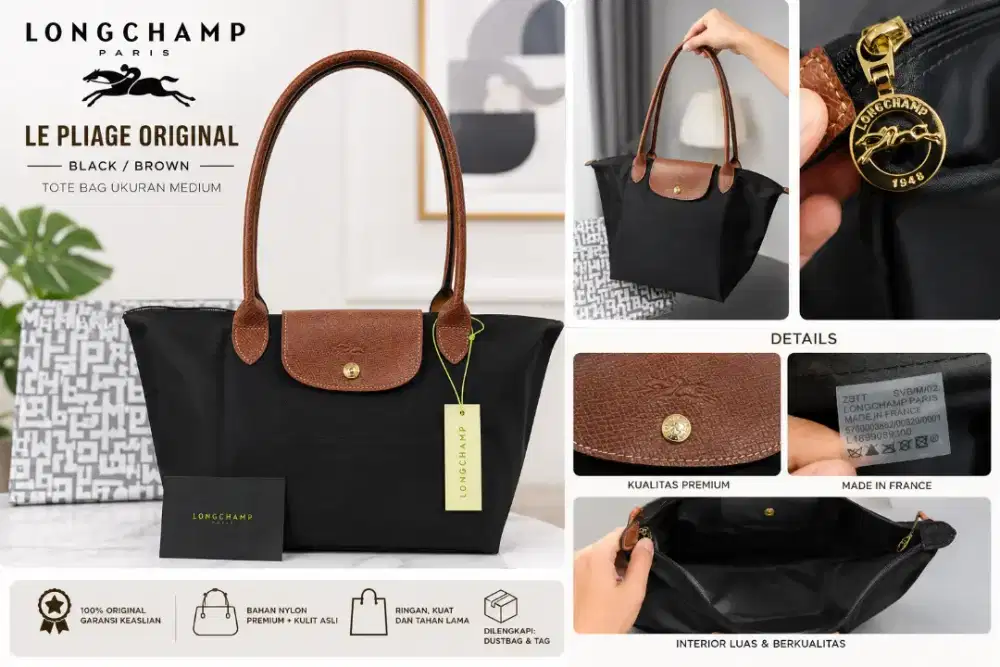 Longchamp Le Pliage Premium Black Brown