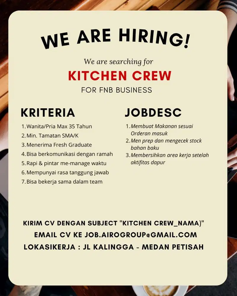 Lowongan Kitchen Crew