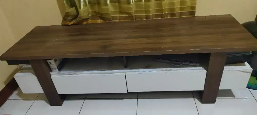 Meja TV Minimalis Mendler HWC-B51 Lowboard Cabinet 3D Structure Walnut
