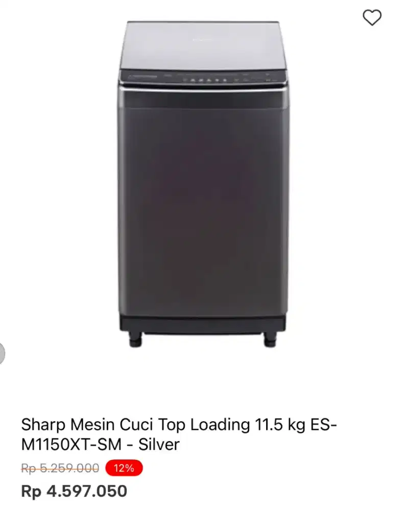 MESIN CUCI SHARP TOP LOADING 11.5KG