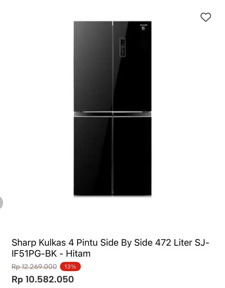 KULKAS SHARP MULTIDOOR TAMPERED GLASS 472liter