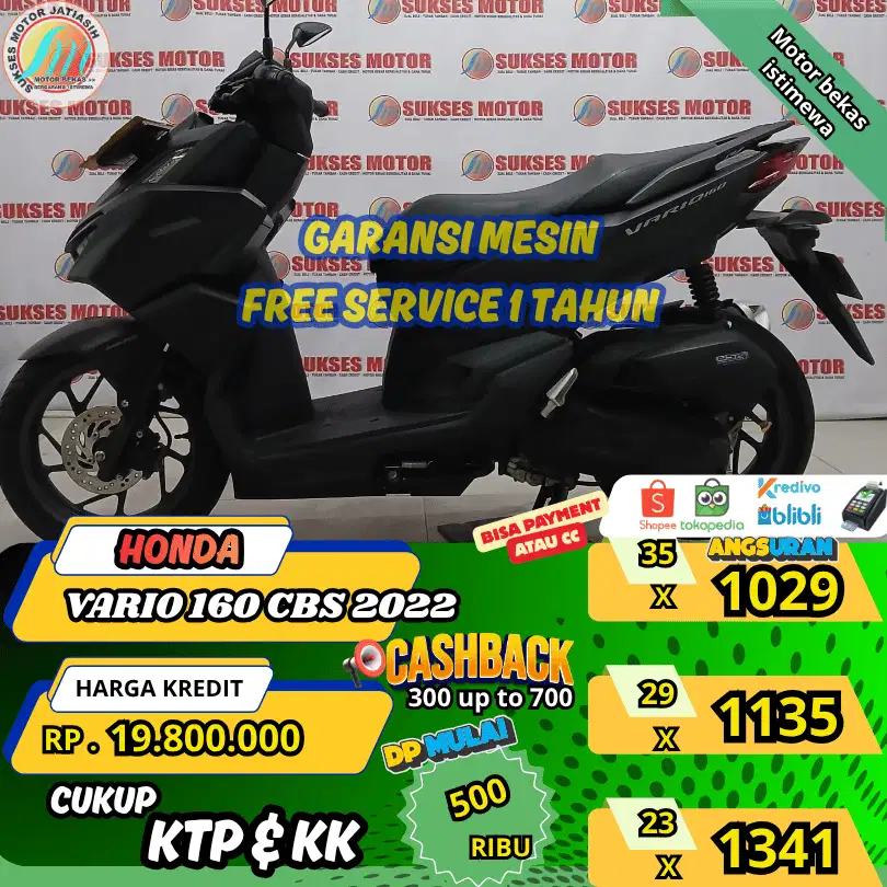 HONDA VARIO 160 CBS 2022 DP&ANGSURAN TERMURAHSYRTKTP&KK(SUKSESMOTOR)