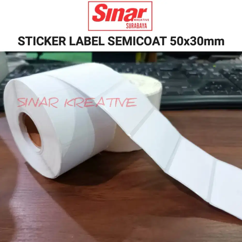 STICKER LABEL SEMICOAT SIZE 50x30mm ISI 100 PCS PER ROLL