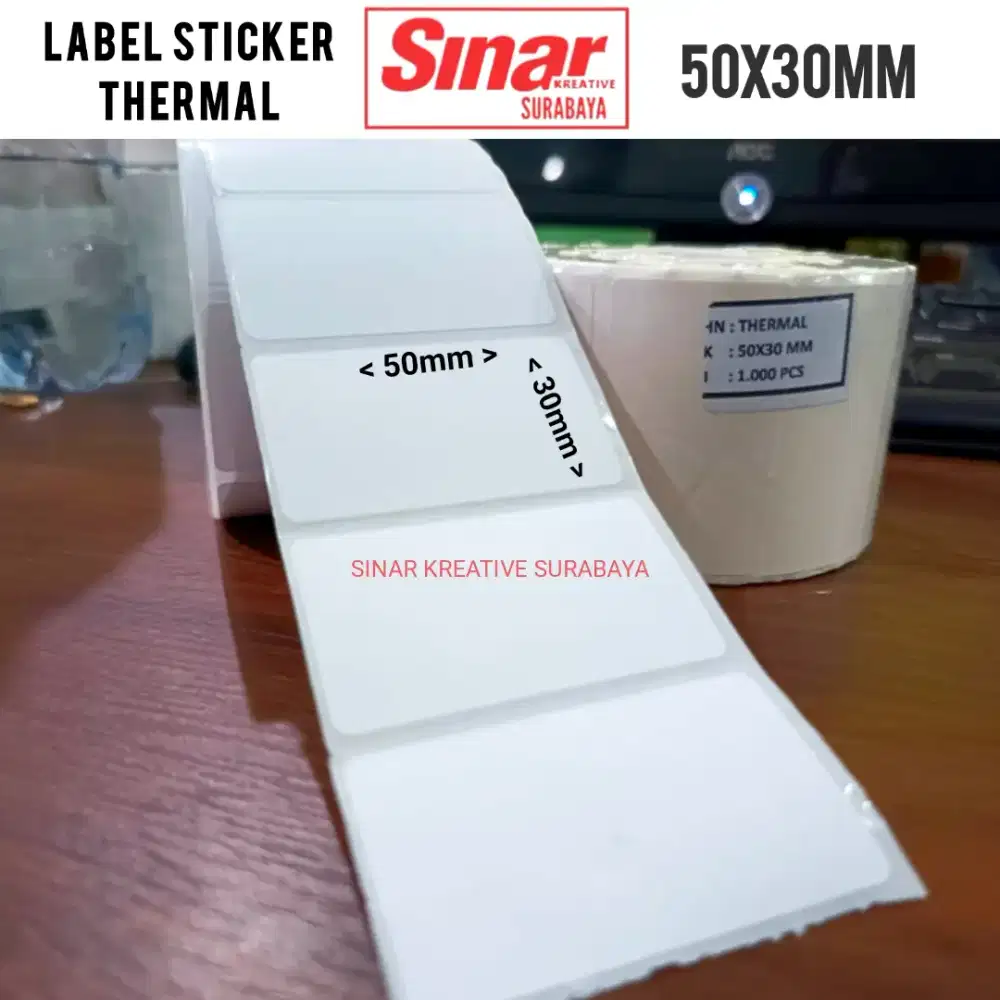 STICKER LABEL THERMAL 50x30mm ISI 1000 PCS PER ROLL