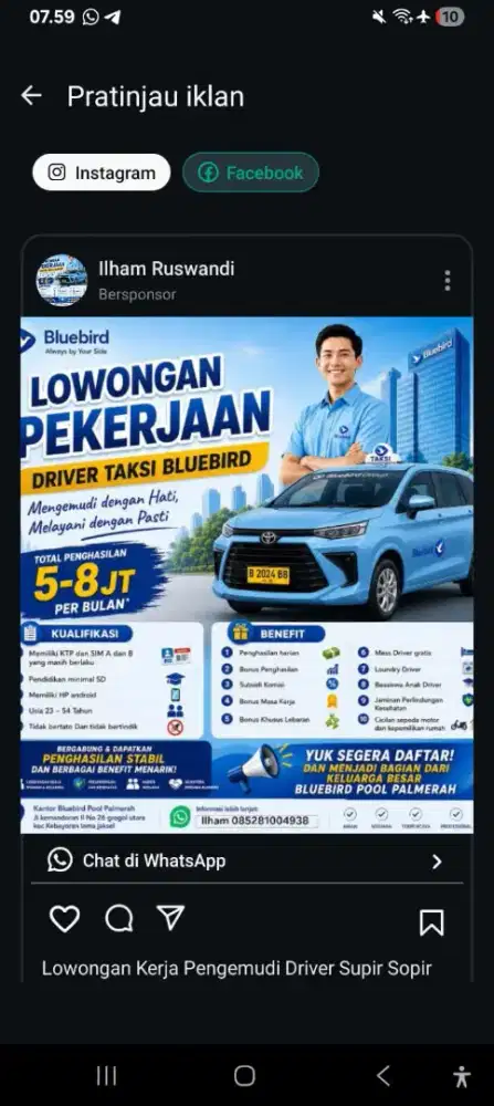 Lowongan kerja driver supir sopir pengemudi