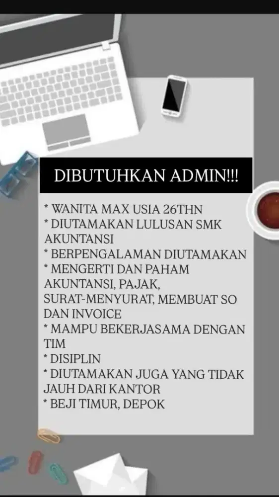 DIBUTUHKAN ADMIN PAJAK