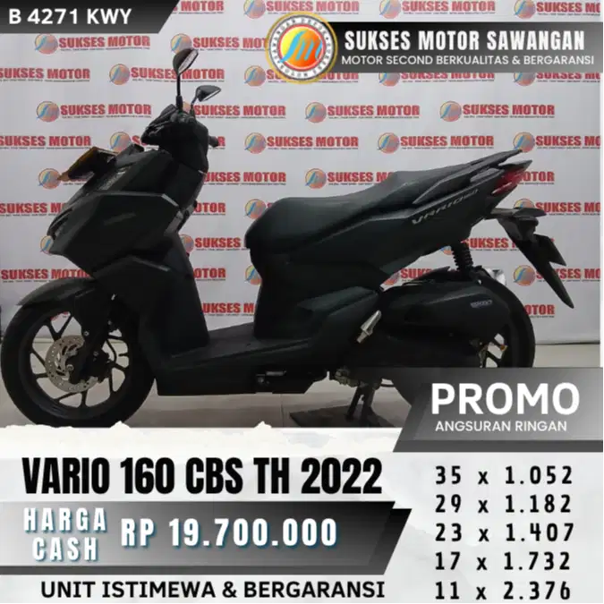 MULUS VARIO 160 CBS TH 2022 HITAM BISA CASH KREDIT UNIT BERGARANSI
