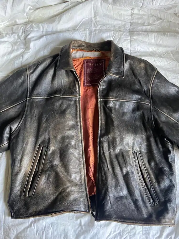 Vintage Heavyweight Leather Jacket (XL)