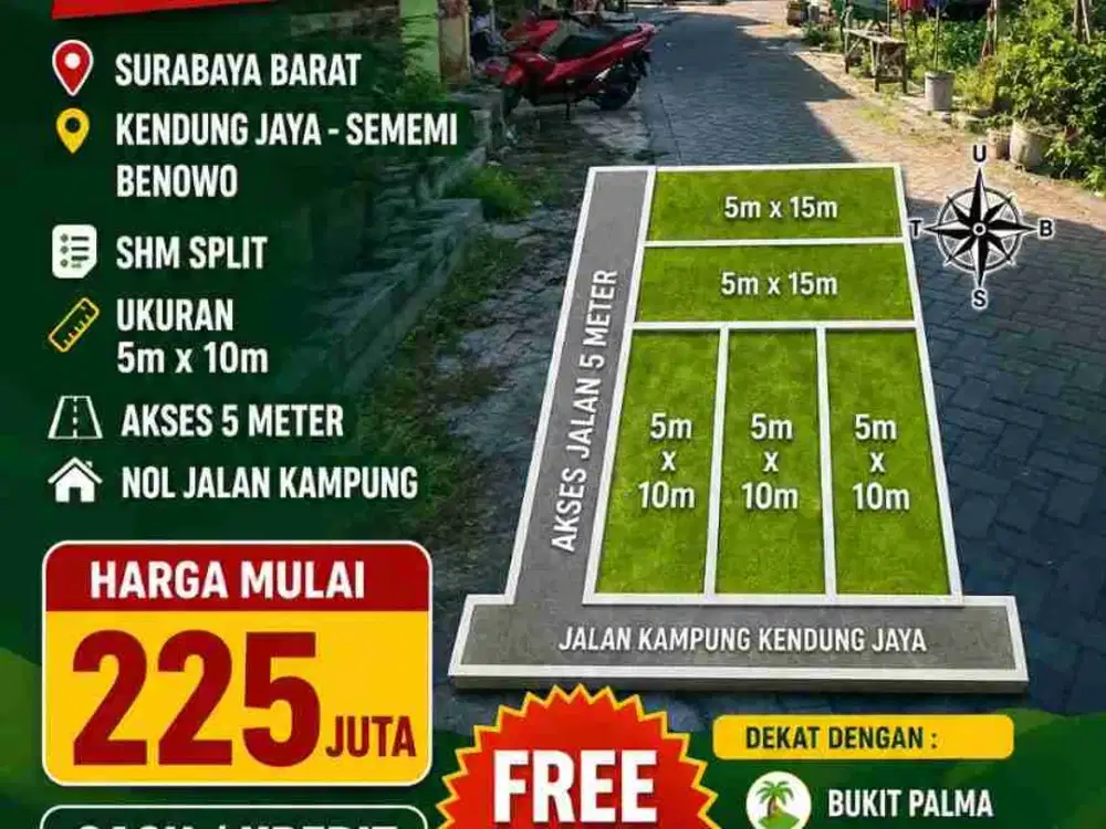 5 Unit Tanah Kavling Murah siap Bangun di Kendung, Sememi, Benowo, Sby Barat