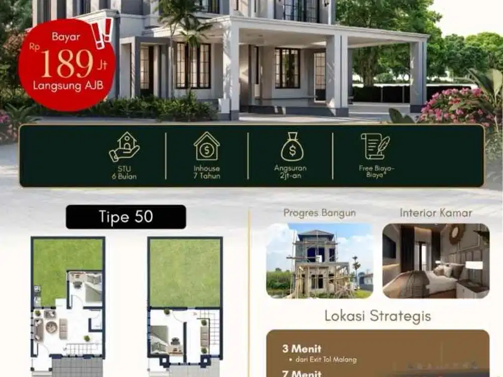 Promo Rumah 2 Lantai Dekat Sawojajar Kota Malang
