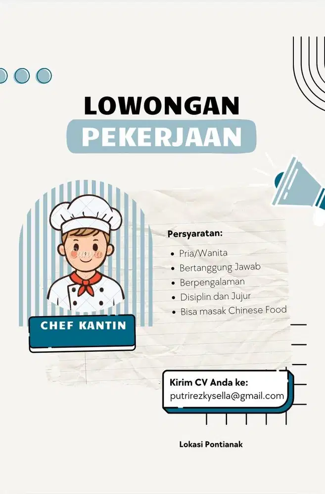 Dibutuhkan cheff kantin