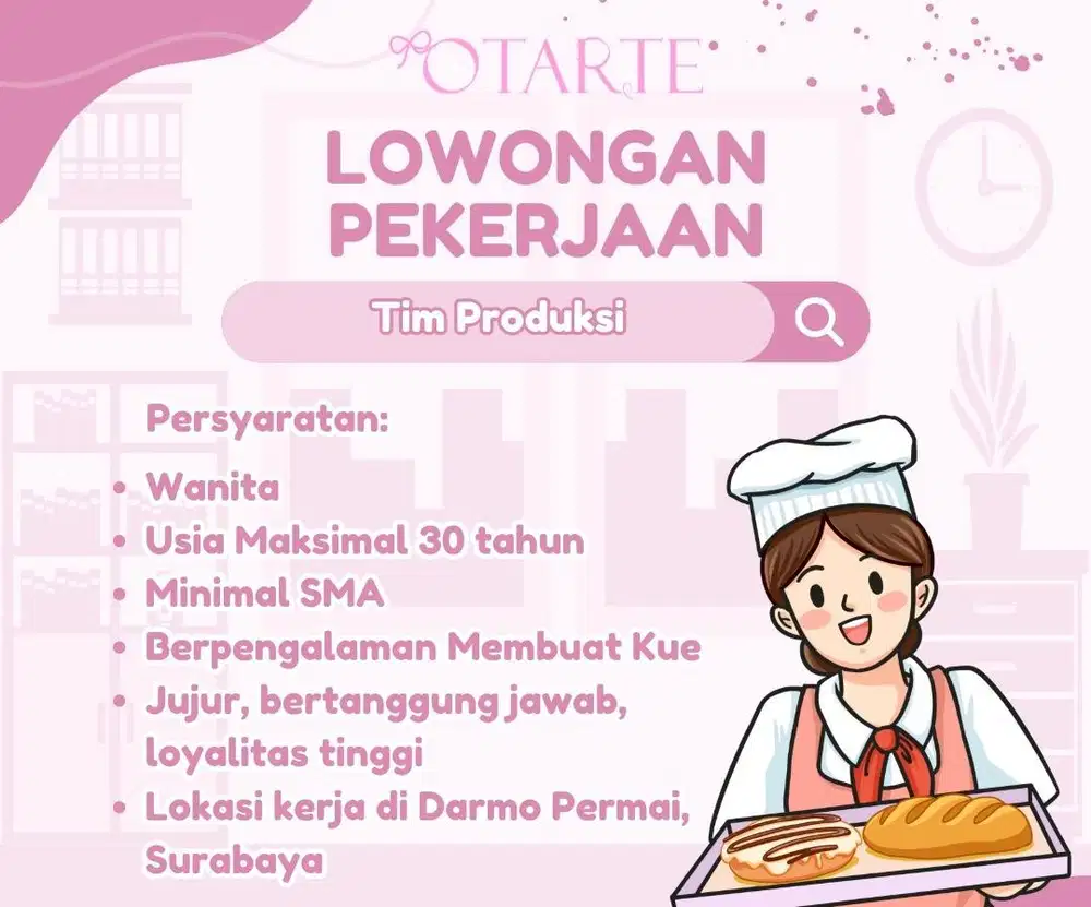 Lowongan kerja Tim produksi/kitchen helper