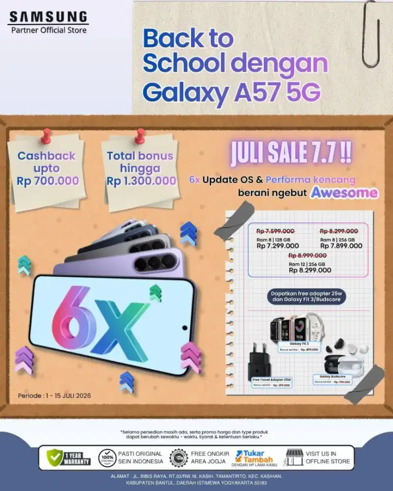 Samsung A57 Series garansi Sein, get free banyak