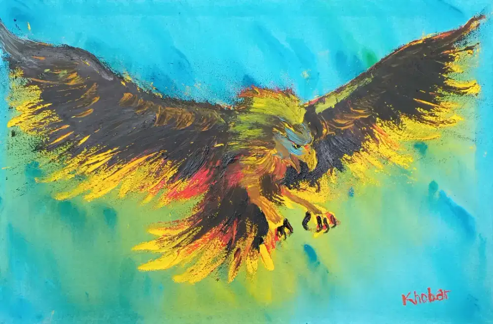 Eagle Fly Free - Lukisan Asli Acrylic di Kanvas oleh Khobar Santosa
