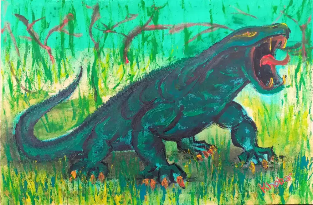 Komodo Dragon - Lukisan Asli Acrylic di Kanvas oleh Khobar Santosa