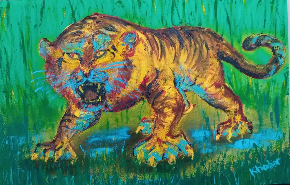 The Mighty Tiger - Lukisan Asli Acrylic di Kanvas oleh Khobar Santosa