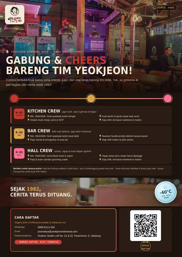 RECRUITMENT STAFF BAR, HALL & KITCHEN YEOKJEON GRANDMA BEER