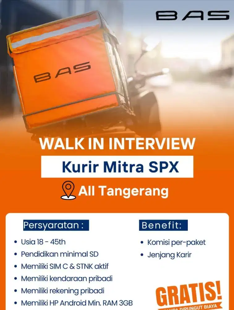 Lowongan Kurir Shopee Xpress All Tangerang Kabupaten