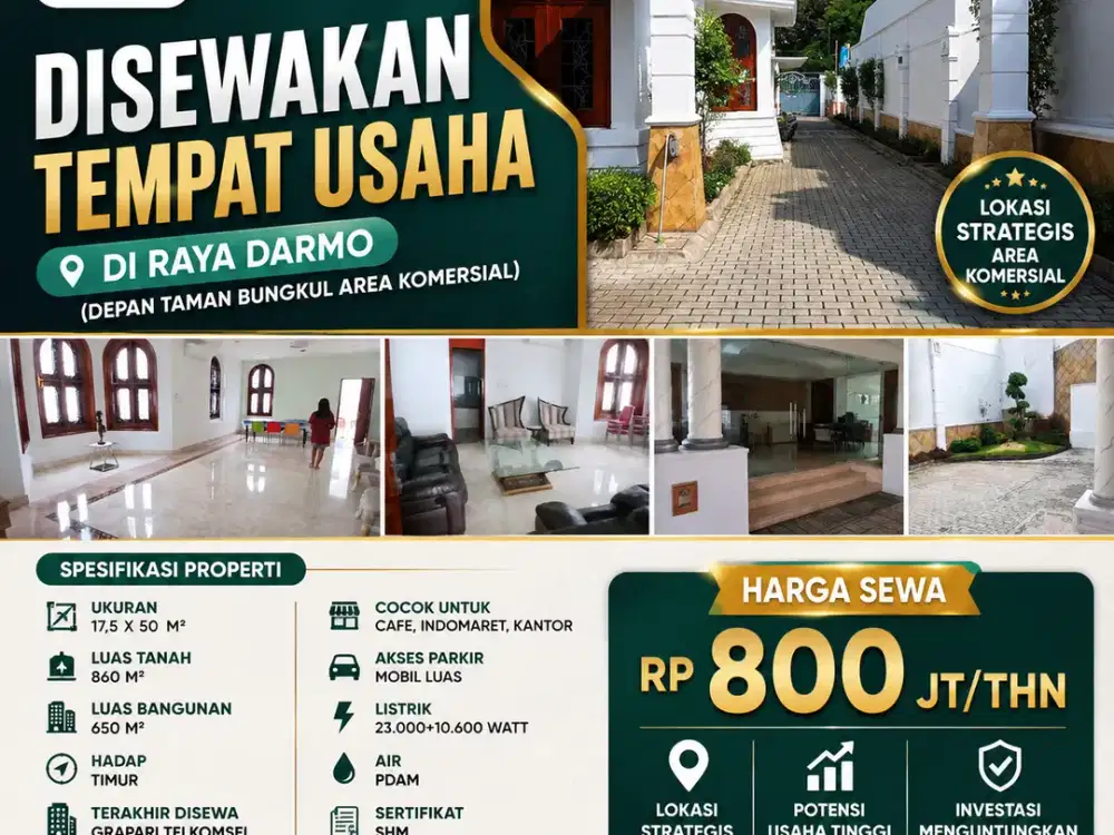TERAKHIR DISEWA GRAPARI TELKOMSEL!! DISEWAKAN TEMPAT USAHA DI RAYA DARMO (DEPAN TAMAN BUNGKUL AREA KOMERSIAL)